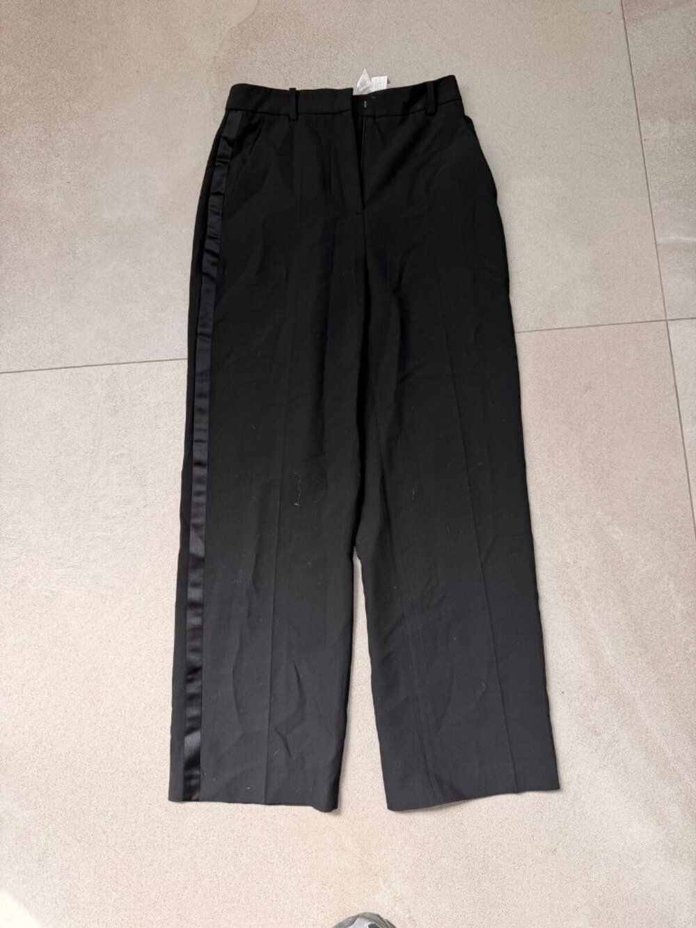 Zara Black Tuxedo-Stripe Trousers Size M